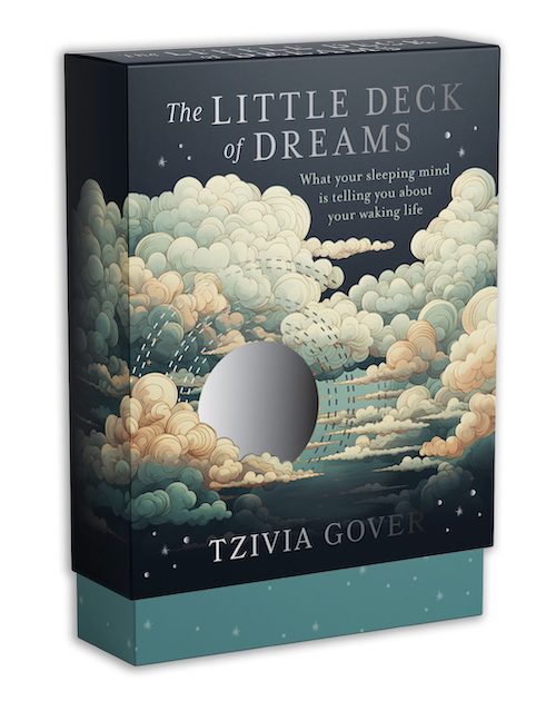 Little Deck of Dreams card deck cover with silver seal and clouds.